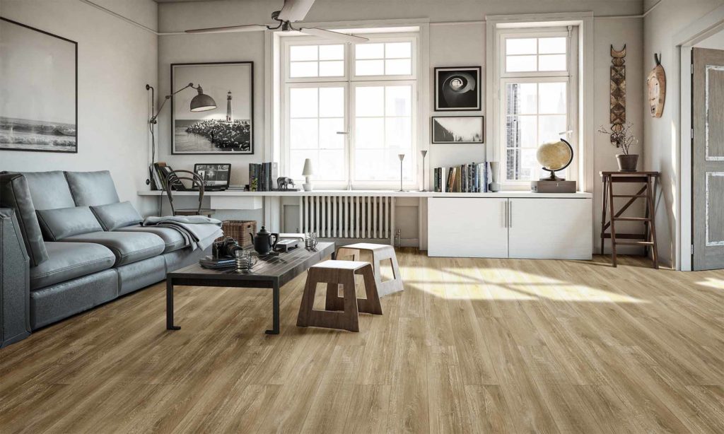 Beautiful luxury vinyl flooring in a living room.