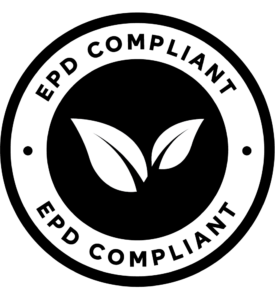 The EPD Compliant icon features a circular badge with two leaves in the center and "EPD Compliant" written around the edge.