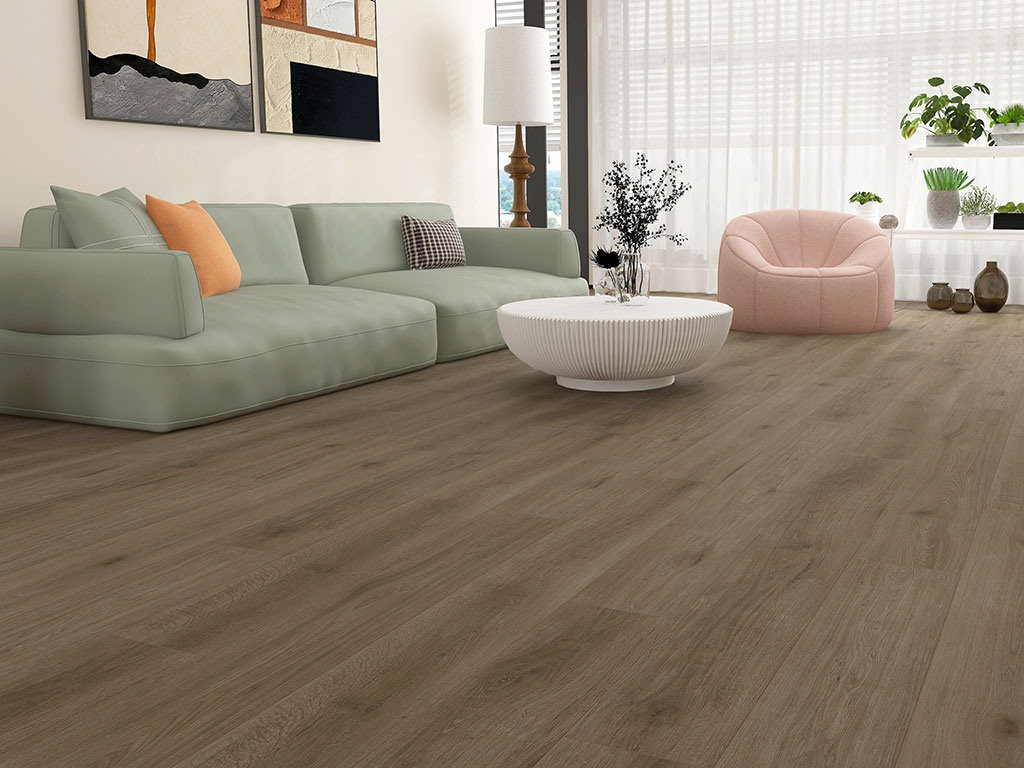 The Room-Scene-Dynamix-Premier-Lisbon-web features a modern living room with a light green sectional sofa, round white coffee table, pink chair, wood flooring, and large windows with sheer curtains.